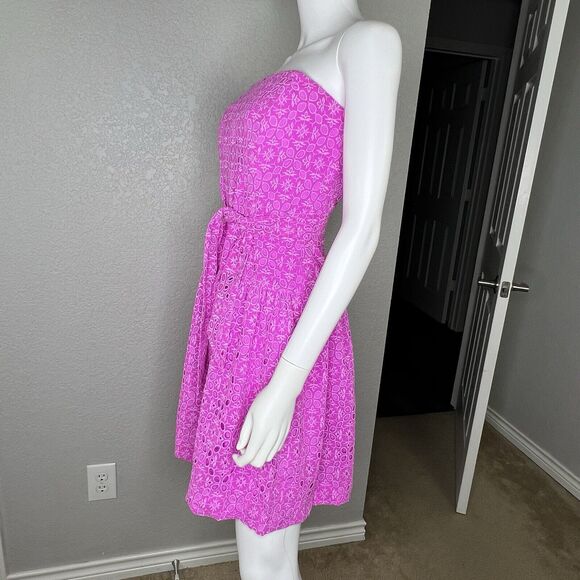 Lilly Pulitzer Size 2 Dress Akela Strapless Eyelet Orchid Oasis Fuchsia Pink - Picture 4 of 8